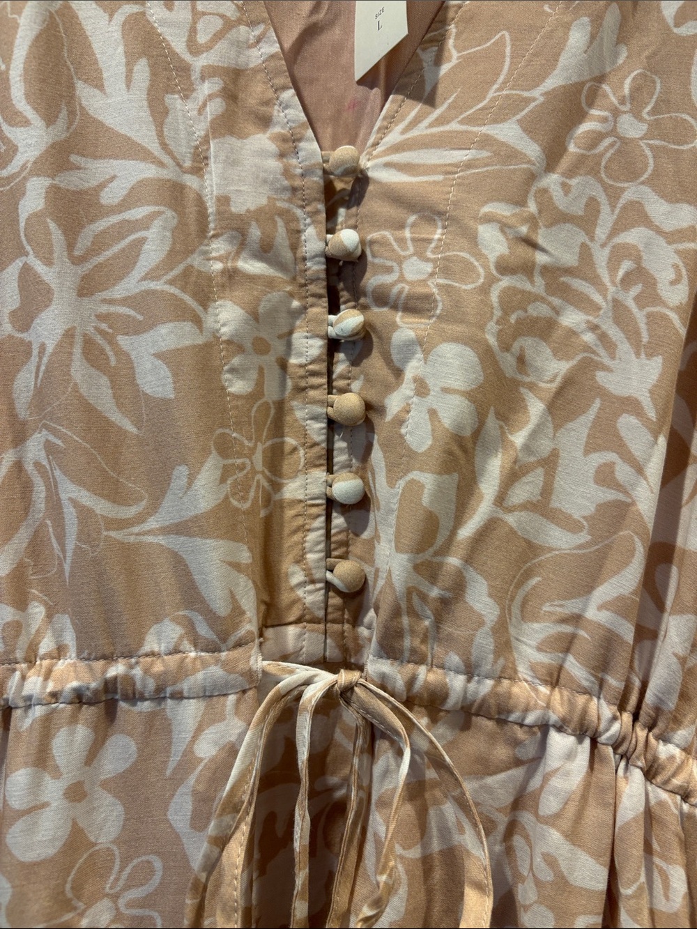 New with tags. Anthropologie Pink and Cream Floral Tiered Maxi Dress Size Large - Picture 5 of 8